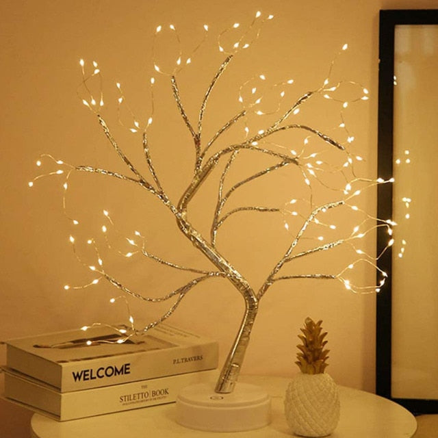 144/108 LED Night Lamp Christmas Tree led lights for bedroom 3D Desk Fairy Light Kids Room Decor USB/Battery Copper Wire Garland-2
